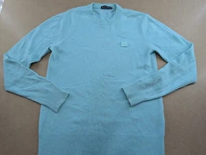 Acne Studios Nalon Face Sweater Mens Medium Teal Jumper Wool Crewneck - Picture 1 of 9