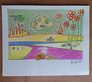Original Contemporary Art Drawing Colored Pencil Urban Dystopia Landscape GU-GO - Picture 1 of 3