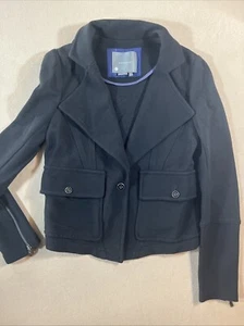Anthropologie Black Sylvia Soft Ponte Knit Moto Blazer Jacket Small - Picture 1 of 11