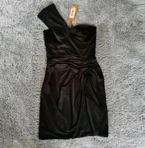 Abito donna Karen Millen nero monospalla vestito festa UK 10 EU 38 NUOVO - Foto 1 di 23