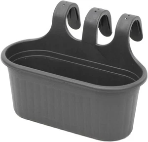 Gran maceta negra colgante jardín balcón valla riel barandilla flor maceta - Imagen 1 de 2