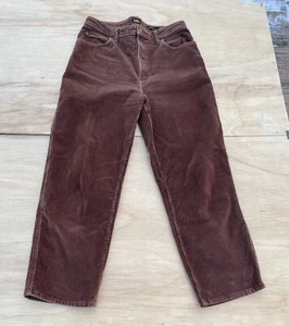 VINTAGE LEE Chino Pants Corduroy High Rise Relaxed Belted Men Brown SIZE 32 - Picture 1 of 8