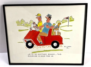 Vintage Bill Davey Cartoon Ink Golfing Picture - Picture 1 of 4
