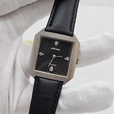 Vintage Wittnauer Cal 8K Men's Mechanical Wristwatch Swiss Diamond Black Dial - Image 1 of 4