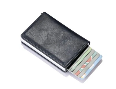 Portafoglio Uomo Pelle Pu Slim Porta Carte Di Credito RFID PER TESSERE  BANCOMAT - Immagine 1 di 4