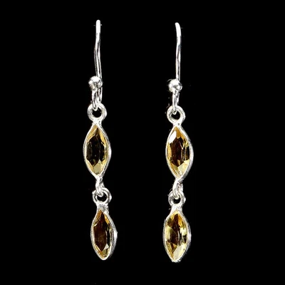Pendientes de plata de ley 925 marquesa citrino piedras preciosas naturales joyería Foto 1 de 4