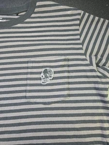 SPRZ NY Andy Warhol Camiseta Bolsillo Rayas, Talla L 21.5x28" Calavera Bordada - Imagen 1 de 14