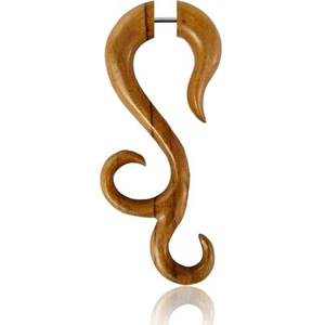 COPPIA DI SPINE LUNGHE FINTE IMBROGLIONE (TESTE 2G) LEGNO TEAK SPIRALI SPINA TRIBALE  - Foto 1 di 1