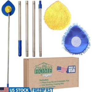 Long Handle Wall Cleaner Extendable Mop Ceiling Baseboard Duster Microfiber Pad - Picture 1 of 5