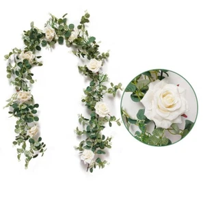 5.9 FT Artificial Silk Rose Flowers Fake Vine Ivy Hanging Garland Floral Wedding - Picture 1 of 14