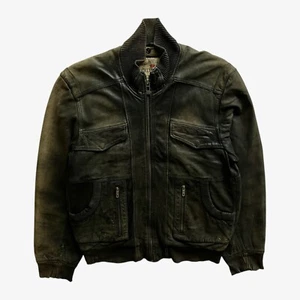 Chaqueta de Conducción de Cuero Negra Desteñida Chevignon De Colección Años 90 Para Hombre Motociclista Piloto Retro - Imagen 1 de 9