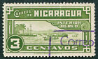 NICARAGUA 1939 3c olive-green SG1014 used FG Lake Managua AIRMAIL (Inland) ##a3