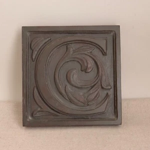 Evelyn Ackerman Letter C Panel Carved Wood Panelcarve Initial MCM 60s California - Picture 1 of 9
