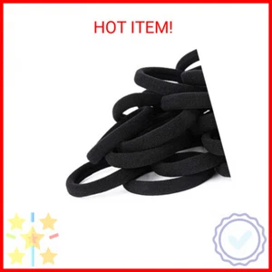 50PCS Black Hair Ties for Women, Cotton Seamless Hair Bands, Elastic Ponytail Ho - Picture 1 of 2