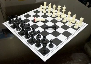 17'' x 17'' Tournament Chess Vinyl Foldable Chess Game with Solid Plastic Pieces - Picture 1 of 4