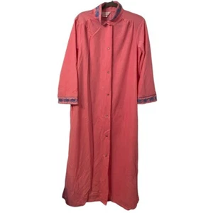 Lindsay Jordan Vintage Largo Polar Vestido de Noche Talla Mediana Rosa con Borde Azul - Imagen 1 de 5