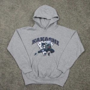 Naruto Sweater Boys Medium Gray Kakashi Anime Graphic Hoodie Sweatshirt - Picture 1 of 7