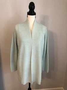 Cardigan lungo nuovo con etichette Eileen Fisher lana merino acqua chiara aperto davanti taglia XXS $328 - Foto 1 di 7