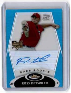 2008 Topps Finest Refractors Blue Ross Detwiler RC Auto 148/399 Washington