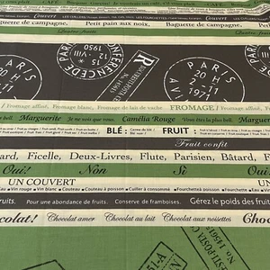 YUWA Fabric By Suzuko Koseki French Text Striped Cotton Fabric By The HALF YARD - Picture 1 of 4
