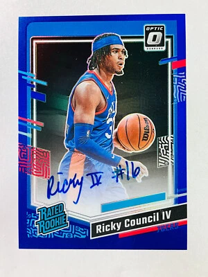 2023-24 Panini Donruss Optic Ricky Council IV #285 RC Rated Rookie Auto Blue /49 - Image 1 of 2