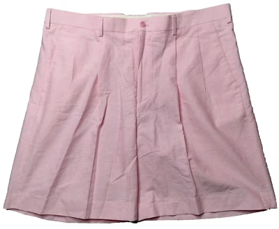 ALAN FLUSSER GOLF Men 40 Pink Pleated 100% Cotton 9" Golf Shorts NEW Foto 1 de 4
