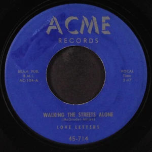 LOVE LETTERS: walking the streets alone / owee, nellie ACME 7" Single 45 RPM - Picture 1 of 2