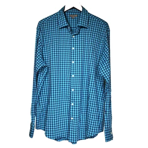 Peter Millar Summer Comfort Button Shirt Mens XL Performance Blue Plaid Gingham - Picture 1 of 12