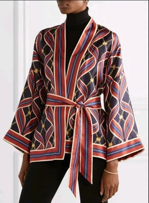 GUCCI 2019 和服上衣夹克 GG 色带印花腰带尺寸 46 XL 美国 10  — 第 1/4 张图片