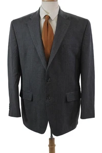 Chaps Mens Wide Lapel Two Button Blazer Jacket Gray Wool Size 44 Regular - Picture 1 of 9