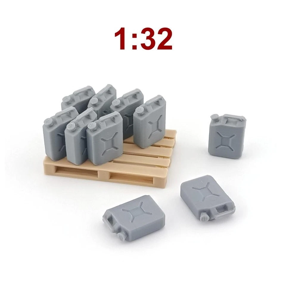 1:32 | Jerricans (x10) sur Palette (x1) Décor Maquette Bidon Diorama Automobile - Photo 1/1