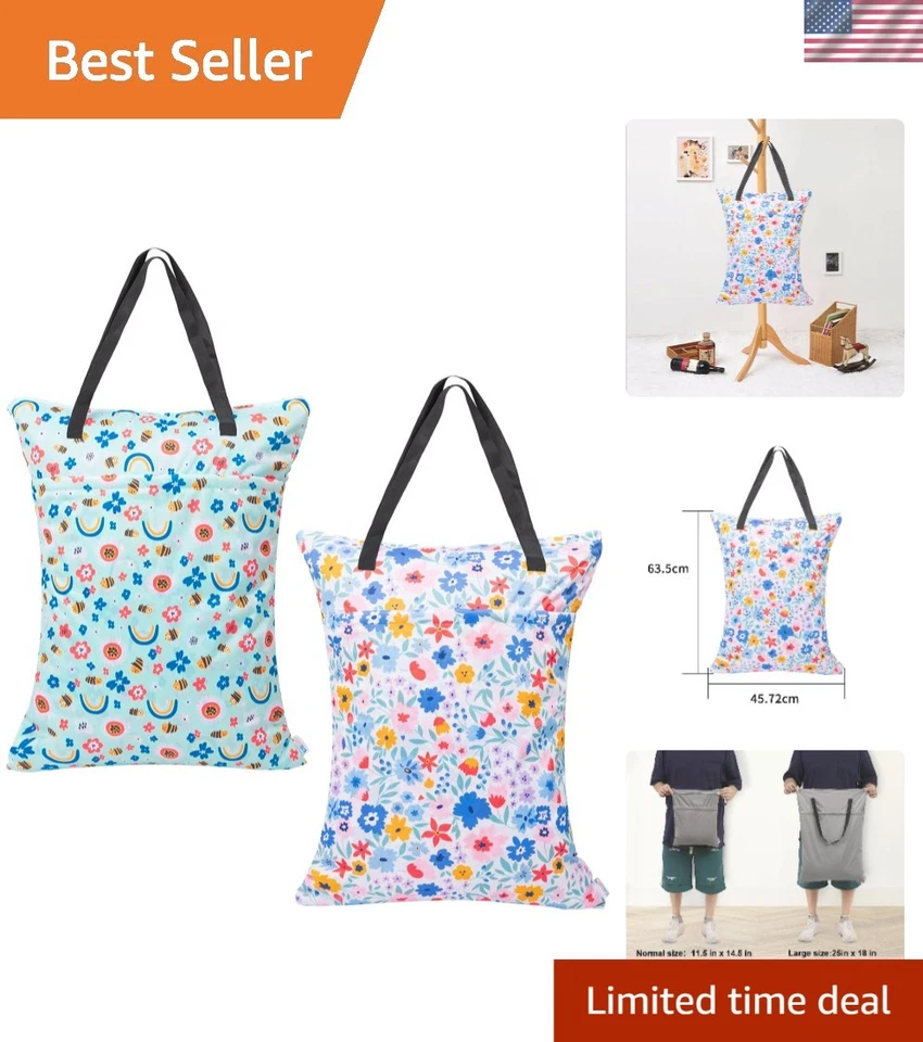 Bolsa colgante con doble cremallera en seco húmedo - Gran capacidad para pañales de tela (paquete de 2) Foto 1 de 4