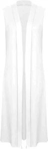 Ladies Sleeveless Maxi Long Length Boyfriend Cardigan Collared Top Long Floaty - Picture 1 of 12
