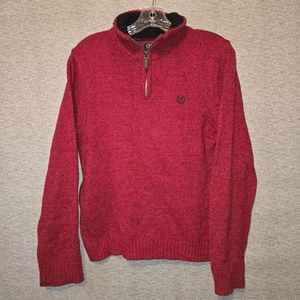 Chaps Boys 1/4 Zip Mock Neck Pullover Sweater Red Black Marled Size 14/16 Large - Picture 1 of 9