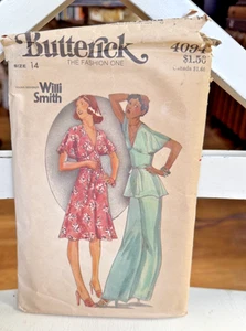 Abito, camicetta e pantaloni larghi fluidi 14 Butterick 4094 modello vintage Willi Smith - Foto 1 di 2