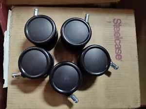 Steelcase Chair 5 Casters Leap Think Gesture Wheels Oem Steel Custodia Parts 3" - Picture 1 of 3