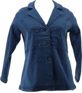 Denim& Co Cozy Touch Peacoat Jacket Medium Wash L NWOT (6) - Picture 1 of 9