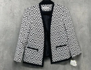 Kasper Women's Zig ZAG Knit Fly Away Jacket size 4 Black Multi MSRP $129 - Picture 1 of 10