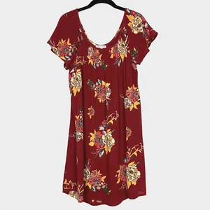 Patrons of Peace Sundress Womens Small Crimson Floral Knee Length Cutout Dress - Picture 1 of 9
