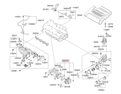 OEM 28416-2A750 Diesel EGR Valve Cooler Ups# for Hyundai Elantra 2014~2016 AD - Image 1 of 2