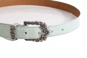 Vintage Brighton Croco Embossed Leather Flower Embossed Buckle Belt Size 32 M/L - Picture 1 of 8