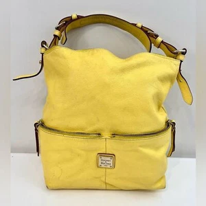 Borsa vintage Dooney and Bourke gialla Hobo morbida e morbida, manico singolo superiore - Foto 1 di 12