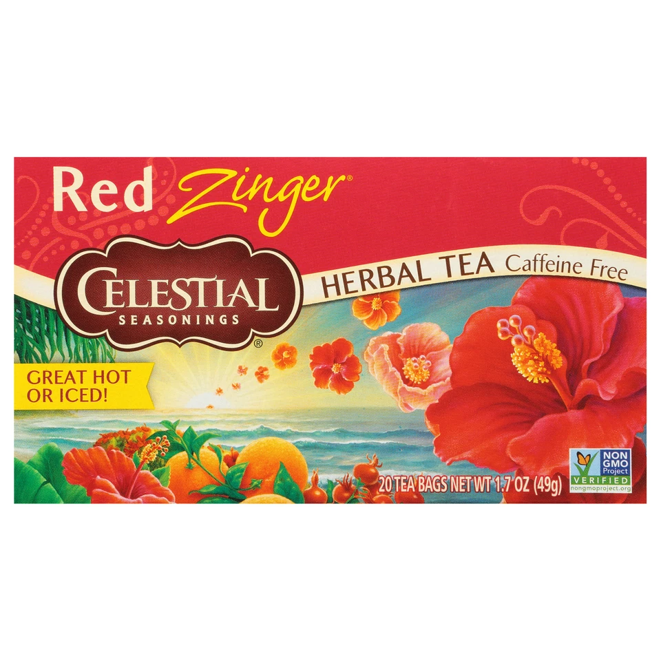 Celestial Seasonings Red Zinger Herbal Tea 20 Ct BB 08/2021 3pk