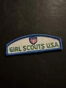 Parche uniforme de identificación de Girl Scout EE. UU. insignia blanca azul LN - Imagen 1 de 5