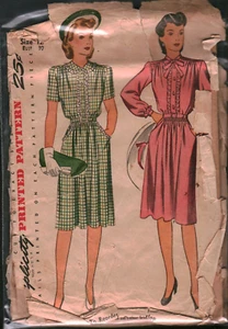 4725 Vintage Simplicity Sewing Pattern Misses 1940s One Piece Daytime Dress 12 - Picture 1 of 2