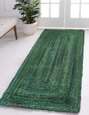 Rug Runner 100% Natural Cotton Braided 2.6x6 Feet Handmade Reversible Rag Rug - Image 1 of 4
