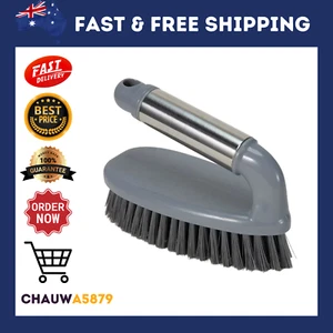 Cleaning Scrubbing Brush With Handle Kitchen Shower Bathroom Hand Tool Grey - Picture 1 of 3