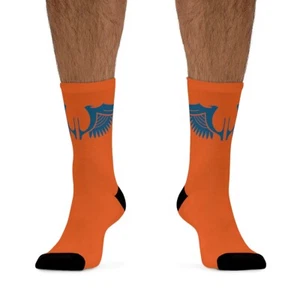 Orange Gym Workout Socks - Basketball Socks / Warriors wings Socks / Anime Socks - Picture 1 of 9
