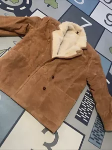 Herren Woll Jacke Braun/beige Gr. 54 Winter Ultra Dick Warm Echt Leder - Bild 1 von 5