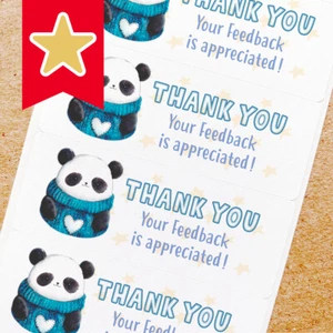 Thank You Labels Stickers for Online Shop Sellers 100ct - Panda - Picture 1 of 2